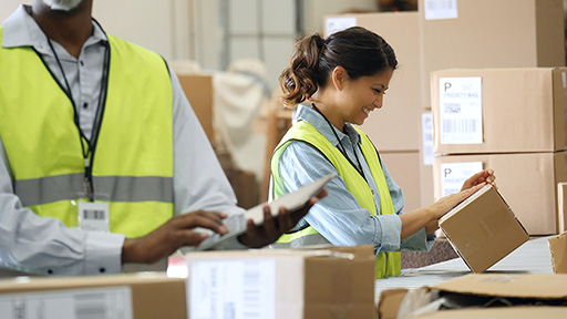 warehouse staff handling packages