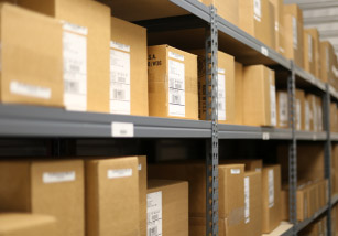stocked warehouse shelves